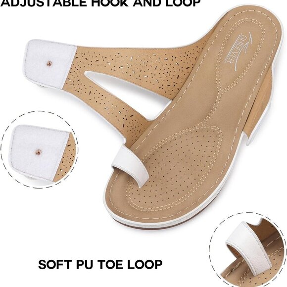 Wedge Sandals for Women Faux Leather Comfortable Casual Dressy Summer - Picture 4 of 6